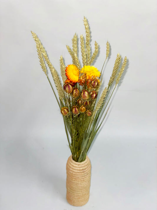 Bouquet of purple flame green dried flowers