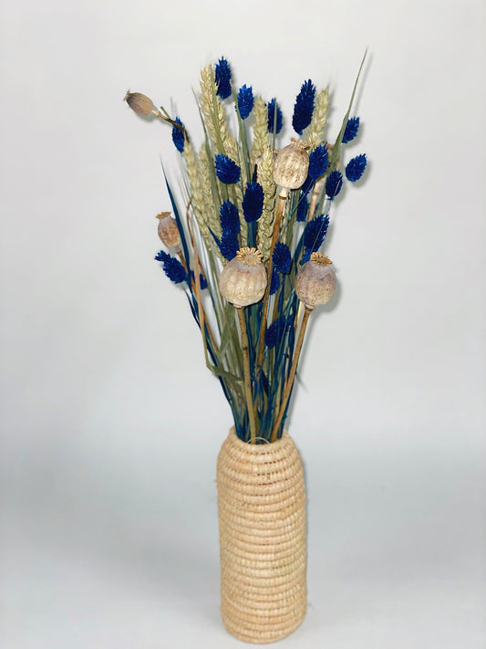 Bouquet of natural blue and green dried flowers